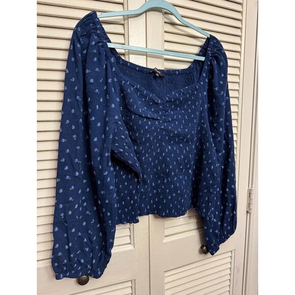 MADEWELL LUCILLE BALLLOON SLEEVE SMOKED TOP SIZE 3X - Picture 2 of 5